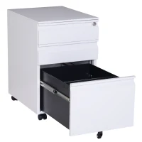HomCom 24" Steel 3 Drawer Locking File Cabinet on Wheels - White(m-7)