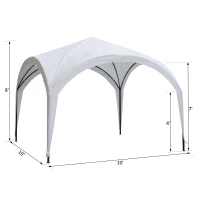 Outsunny 10’ x 10’ Outdoor Portable Dome Canopy Tent Sunshade Cover - White(m-3)