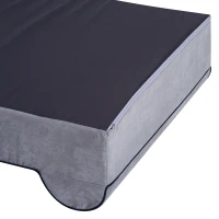 PawHut Orthopedic 52" x 36" Suede Padded Pet Dog Bed  Memory Foam Bolster with Pillow - Grey with Navy Blue Liner(m-12)