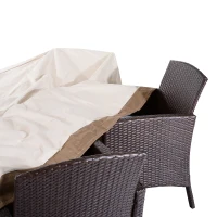 Outsunny 130" x 84" x 23" 7 Piece Waterproof Outdoor Dining Table Furniture Cover - Beige / Coffee(m-8)