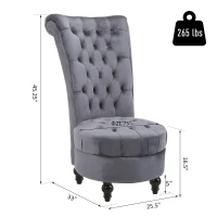 HOMCOM Retro High Back Armless Chair, Button-Tufted, Thick Padding, Royal Design for Living Room, Bedroom(m-1)