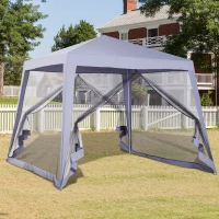 Outsunny Outdoor Sun Shade Gazebo, Canopy Tent with Mesh Screen Walls, Ideal for Garden & Patio, Grey(m-1)