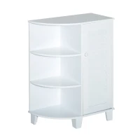 HomCom 32" Modern Country Bathroom Cabinet Cupboard with Rounded Shelves - White(m-2)