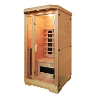 Soozier Wooden Indoor 2 Person Square Heat Room Infrared Sauna w/ Ceramic Heater(m-1)