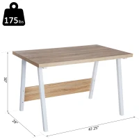HomCom 47" Wood and Steel Modern Computer Desk - Oak / White(m-4)