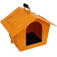 Pawhut Portable Folding Dog House Bed Carrying Travel Dog Kennel - Yellow(m-5)