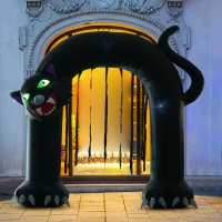 HOMCOM 9’ Outdoor Inflatable Halloween Arch - Creepy Black Cat(m-2)