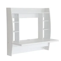 HomCom Floating Wall Mount Office Computer Desk with Storage - White(m-1)