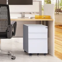 HomCom 24" Steel 3 Drawer Locking File Cabinet on Wheels - White(m-2)