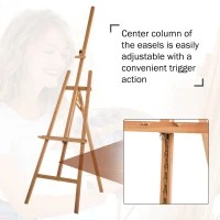 HomCom Beech Wood Folding Art Easel Stand Adjustable - Natural Wood(m-7)