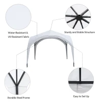 Outsunny 10’ x 10’ Outdoor Portable Dome Canopy Tent Sunshade Cover - White(m-4)