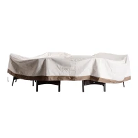 Outsunny 130" x 84" x 23" 7 Piece Waterproof Outdoor Dining Table Furniture Cover - Beige / Coffee(m-4)