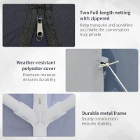 Outsunny Outdoor Sun Shade Gazebo, Canopy Tent with Mesh Screen Walls, Ideal for Garden & Patio, Grey(m-3)