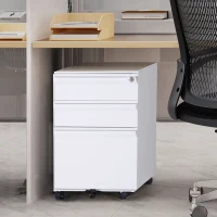 HomCom 24" Steel 3 Drawer Locking File Cabinet on Wheels - White(m-4)