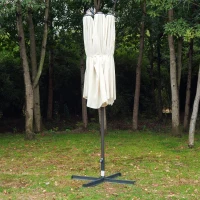 Outsunny 15' Double-Sided Outdoor Patio Market Umbrella with Air Vents - Cream White(m-7)