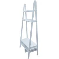 HomCom Leaning Ladder Bookcase / Entertainment Center TV Stand - White(m-6)
