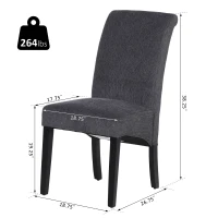 HOMCOM Set of 2 Dining Chair Side Seat with Wood Legs for Dining Room Living Room Grey(m-3)