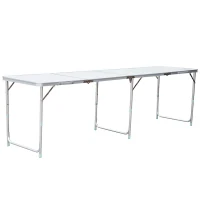 Outsunny 95" Quad-Fold Aluminum Camping Table w/ Carrying Handle(m-1)