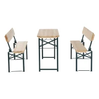 Outsunny 4' Wooden Outdoor Folding Picnic Table Set with Benches(m-2)