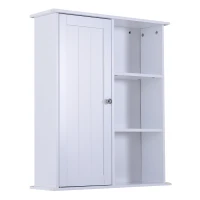 HomCom 23.5" W x 28" H Wooden Wall Mounted Bathroom Storage Cabinet - White(m-1)