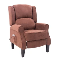 HomCom Artificial Suede Heated Back Massage Recliner Chair - Brown(m-1)