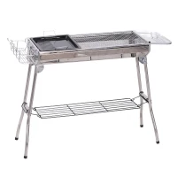 Outsunny Portable Folding Charcoal BBQ Grill Stainless Steel Camp Picnic Cooker - Silver(m-2)
