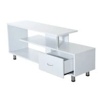 HomCom 60” Media Center Flat Screen TV Stand With Single Drawer Storage - Matte White(m-2)