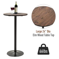 HOMCOM Rustic Industrial Bar Height Pub Table, 42"H, Metal with Elm Wood Top, Perfect for Casual Dining & Entertainment Spaces(m-4)