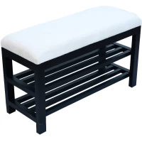 HomCom 31" Compact Wooden Entryway Shoe Organizer Storage Bench - Cream White(m-3)