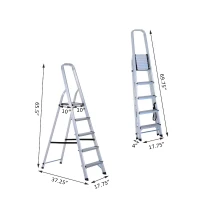 HomCom 5-Step Folding Aluminum Step Stool Ladder(m-3)