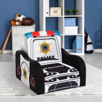 Qaba 17" Multi Spandex Storage Sofa Chair for Kids - Police Car(m-1)