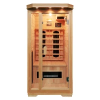 Soozier Wooden Indoor 2 Person Square Heat Room Infrared Sauna w/ Ceramic Heater(m-3)