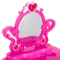 Qaba 2-in-1 Kids Piano Vanity Table Stool Princess Pretend Play Set with Lights(m-14)