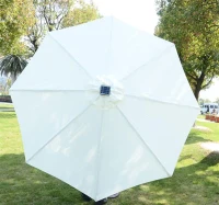 Outsunny 9' Outdoor Patio Umbrella w/ Tilt & Solar Powered LED Lights - Cream White(m-3)