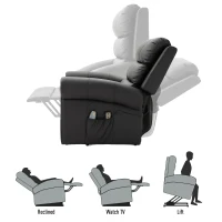 HOMCOM Power Lift Chair Heated Vibrating Massage Recliner Sofa with Remote PU Black(m-7)