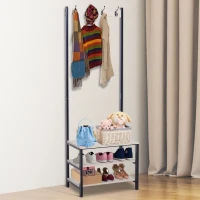 HomCom Entryway Hall Tree Coat Rack with Shoe Bench Storage(m-2)