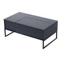 HomCom 43" Modern Storage Coffee Table with Lift-Top - Black Woodgrain(m-1)
