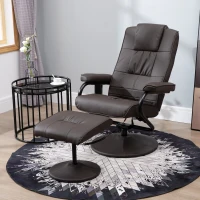 HOMCOM Electric Heated Massaging Sofa Upholstered PU Leather Recliner with Footrest - Brown(m-2)