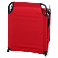 Outsunny 3-Position Folding Reclining Beach Chair Chaise Lounge Sun Lounger for Poolside Lawn - Red(m-7)