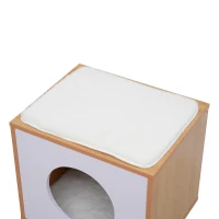 PawHut 20" Mid Century Dual Multi Level Elevated Cat Bed And Lounger Condo(m-6)