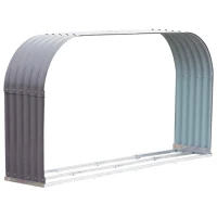 Outsunny 83" Steel Sturdy Firewood Covered Shed Storage Rack - Gray(m-1)