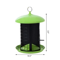PawHut Triple Chamber Outdoor No Mess Bird Feeder Squirrel Proof - Lime Green / Black(m-3)