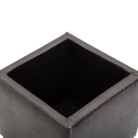 HomCom 16” Cube Faux Leather Tufted Storage Ottoman Footrest Seat - Dark Brown(m-5)