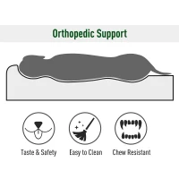 PawHut Orthopedic 52" x 36" Suede Padded Pet Dog Bed  Memory Foam Bolster with Pillow - Grey with Navy Blue Liner(m-5)