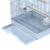 PawHut 63" Bird Cage Large Finch Parrot Conure Metal Wheels Play Top House Pet Supplies - White(m-9)