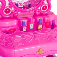 Qaba 2-in-1 Kids Piano Vanity Table Stool Princess Pretend Play Set with Lights(m-10)