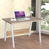 HomCom 47" Wood and Steel Modern Computer Desk - Oak / White(m-2)