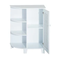 HomCom 32" Modern Country Bathroom Cabinet Cupboard with Rounded Shelves - White(m-5)