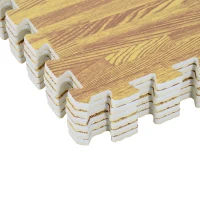 Soozier 18 Piece Interlocking Puzzle Foam Gym Floor Tile Mats - Wood Pattern(m-3)