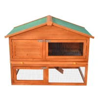 PawHut 48" Elevated Wooden Backyard Rabbit Small Animal Cage Starter Kit with Run and Ramp(m-4)